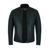 Men's Real Sheep Leather Cafe Racer Biker's Hooper Jacket