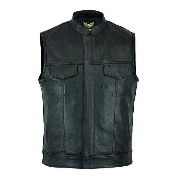 Sons of Anarchy Mens Motorcycle Premium Leather Vest Waistcoat