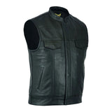 Sons of Anarchy Mens Motorcycle Premium Leather Vest Waistcoat Black