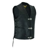 Men’s Fish Hook Real Leather Waistcoat With Side Laces