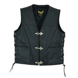 Men’s Fish Hook Real Leather Waistcoat With Side Laces