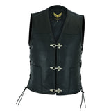 Men’s Fish Hook Real Leather Waistcoat With Side Laces