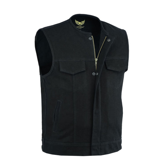 Leatherick Soa Paisley Men's Leather Biker Vest, Stitched Red