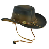 Cowboy Hat Western Aussie Style Bush Leather Hat Two Tone Brown
