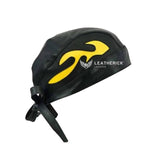 Motorbike Biker Leather Flame Style BANDANA Head Wrap Black Skull Cap - Yellow Flames