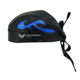 Motorbike Biker Leather Flame Style BANDANA Head Wrap Black Skull Cap - Blue Flames