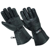 Men Genuine Sheep Leather Biker Gloves With Thinsulate Liner - Black