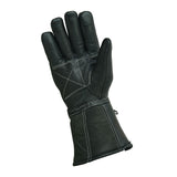 Men Genuine Sheep Leather Biker Gloves With Thinsulate Liner - Black with white Thread