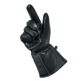 Men Genuine Sheep Leather Biker Gloves With Thinsulate Liner - Black with white Thread