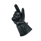 Men Genuine Sheep Leather Biker Gloves With Thinsulate Liner - White Thread Diamond