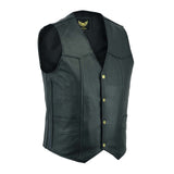 Men's Classic Black Biker Premium Leather Vest