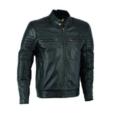 Men Slim Fit Lambskin Leather Jacket Retro Motorcycle Biker Jacket Black