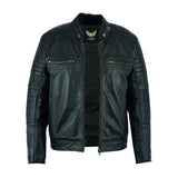 Men Slim Fit Lambskin Leather Jacket Retro Motorcycle Biker Jacket Black
