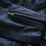 Men Slim Fit Vintage Retro Genuine Leather Biker Jacket Black