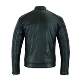 Men Slim Fit Vintage Retro Genuine Leather Biker Jacket Black