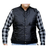 Men SOA Denim Leather Motorcycle Vest with Side Laces
