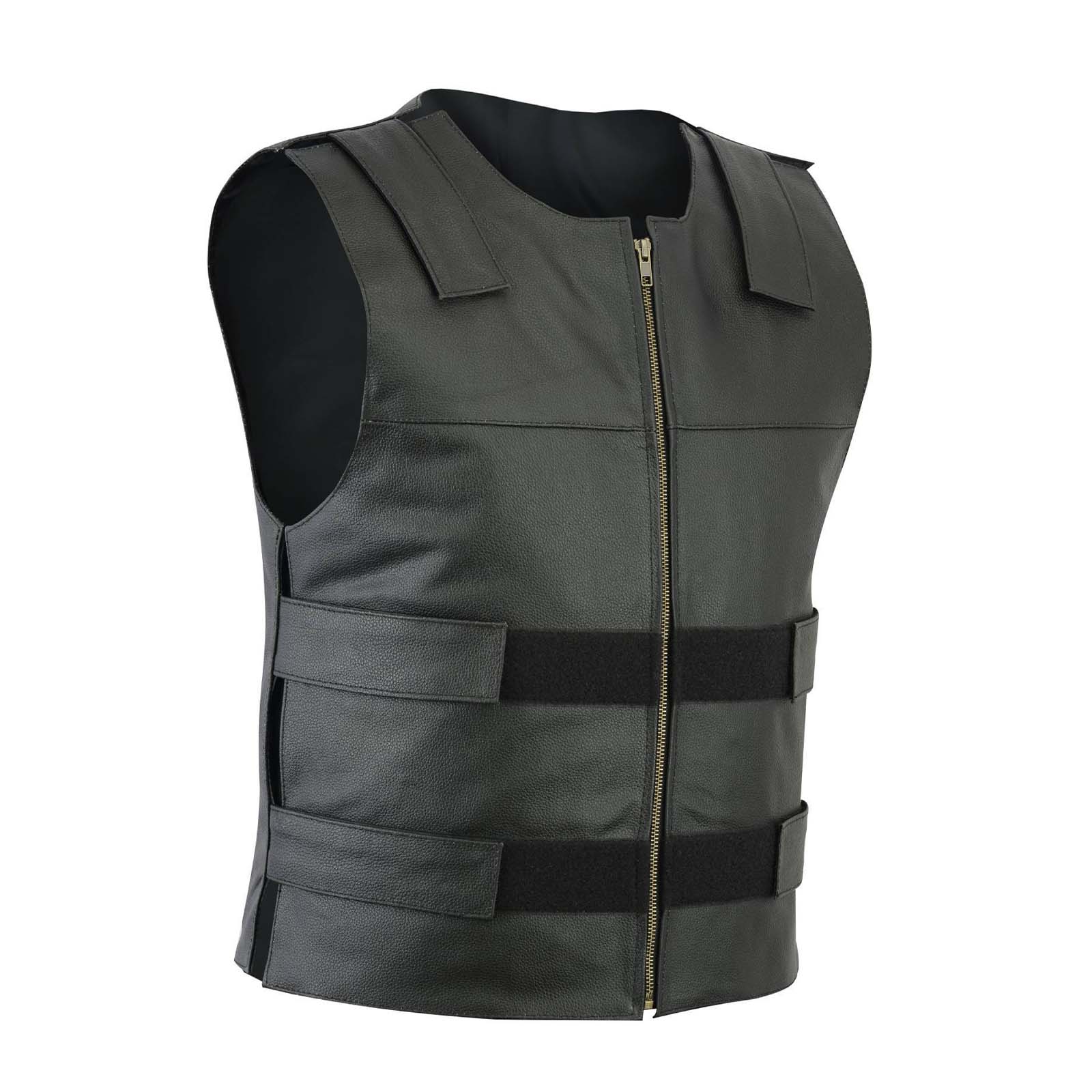 Men SWAT Bullet Proof Style Motorcycle Vest Leather Vests and