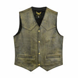 Men's Distressed Brown Classic Motorcycle Leather Vest