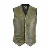 Men's Distressed Brown Classic Motorcycle Leather Vest
