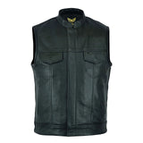 Sons of Anarchy Mens Motorcycle Premium Leather Vest Waistcoat Black