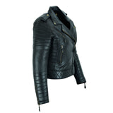 Women Leather Jacket, Real Leather Diamond Biker Style Short Slim Fit Jacket