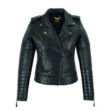 Women Leather Jacket, Real Leather Diamond Biker Style Short Slim Fit Jacket